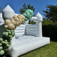 White Bouncy Castle with Custom Balloon Garland - Green, Aqua and Gold